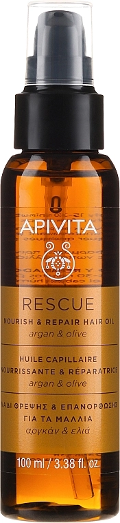 Apivita Олія з зарганою та оливками для відновлення та живлення волосся Rescue Hair Oil With Argan Oil & Olive - фото N1