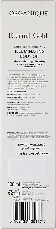 Organique Живильна суха олія для тіла Eternal Gold Nourishing Body Oil - фото N3