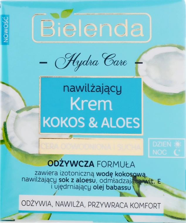 Bielenda Крем "Кокос и алоэ" для сухой и обезвоженной кожи Hydra Care Moisturizing Face Cream Coconut and Aloe Vera - фото N1