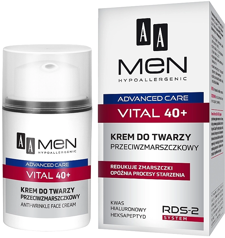 AA Крем проти зморшок на обличчі Cosmetics Men Advanced Care Vital 40+ Face Cream Anti-Wrinkle - фото N1