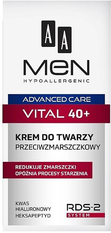 AA Крем проти зморшок на обличчі Cosmetics Men Advanced Care Vital 40+ Face Cream Anti-Wrinkle - фото N3