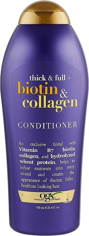 OGX Кондиціонер для позбавленого об'єму та тонкого волосся з біотином та колагеном Thick & Full Biotin & Collagen Conditioner - фото N3