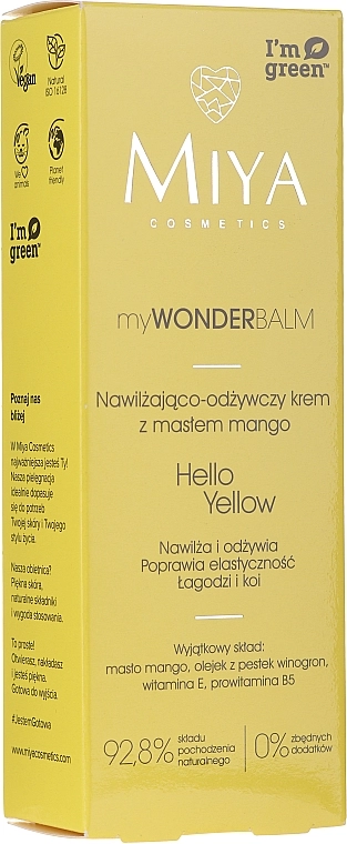 Miya Cosmetics Увлажняющий и питательный крем для лица с маслом манго My Wonder Balm Hello Yellow Face Cream - фото N4