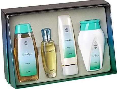 Ajmal Raindrops Набір (edp/50ml + sh/gel/200ml + b/lot/100ml+ powder/100g) - фото N2