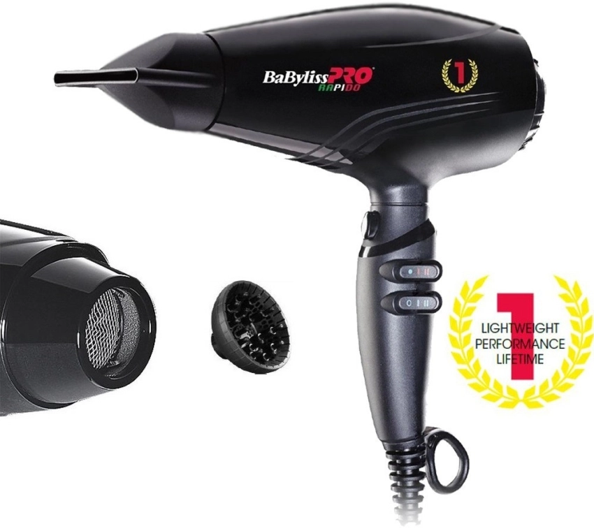 Babyliss PRO Фен для волосся 7000IE Rapido Ionic Black - фото N2