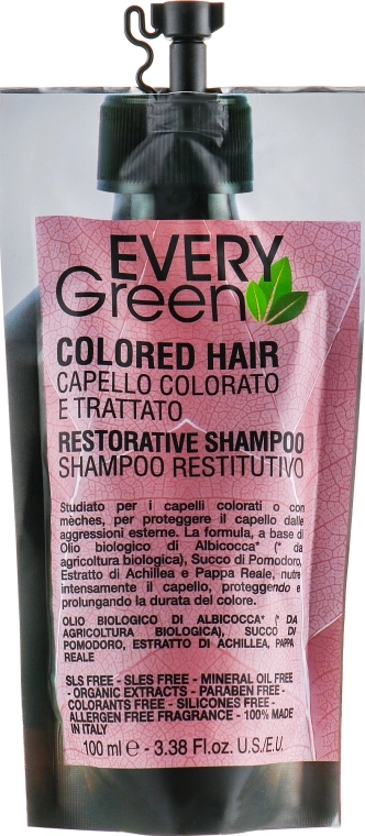 EveryGreen Шампунь для окрашенных и обработанных волос, с маслом абрикоса, томатным соком Dikson EG Colored Shampoo, 1000ml - фото N1