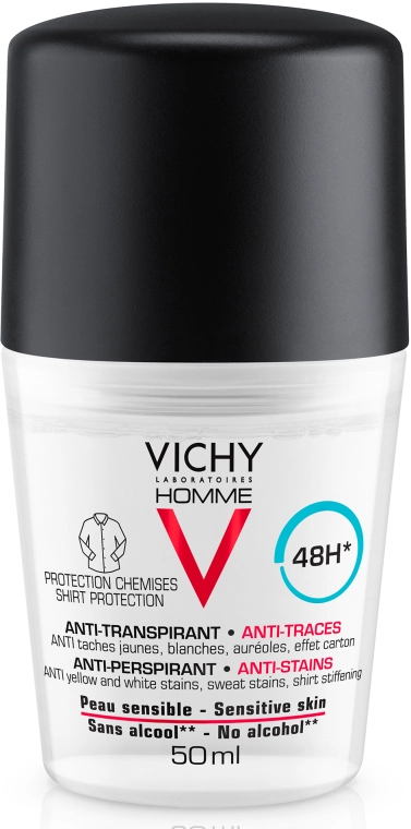 Vichy Шариковый дезодорант против белых и желтых пятен на одежде Deo Anti-Transpirant 48H - фото N1