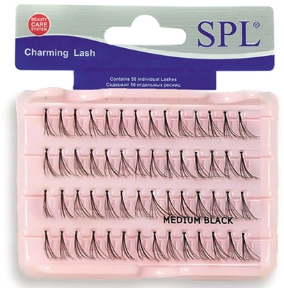 SPL Individual Lashes Medium Black Пучки штучних вій, EE-2, 56 шт, середні - фото N1