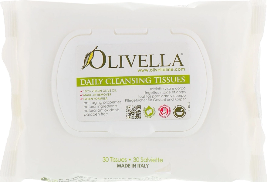 Olivella Очищающие салфетки 2в1 для лица и тела Daily Facial Cleansing Tissues - фото N1