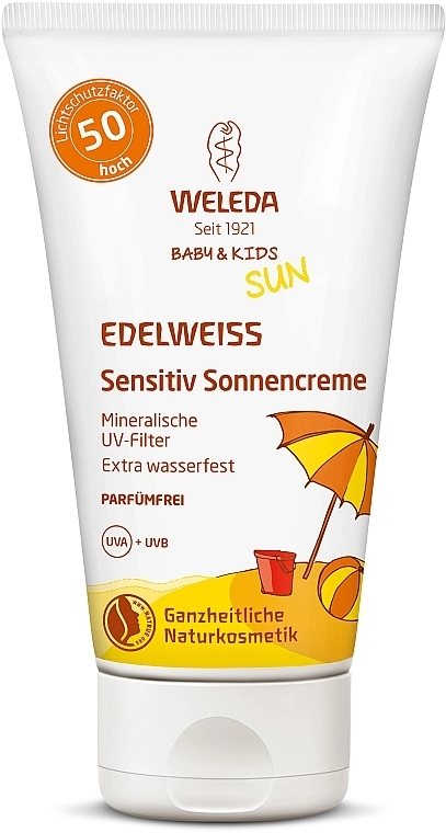 Weleda Солнцезащитный детский крем для чувствительной кожи Edelweiss Baby&Kids Sun SPF 50 - фото N1