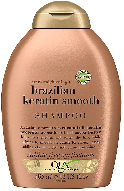 OGX Разглаживающий шампунь для укрепления волос "Бразильский кератин" Shampoo Brazilian Keratin Therapy - фото N1
