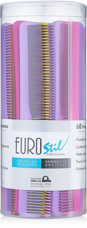 Eurostil Набор разноцветных мужских расчесок 03250, 60 штук - фото N2