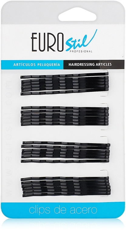 Eurostil Невидимки для волосся, 70 мм., 24 шт., чорні - фото N1