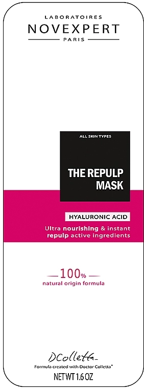 Novexpert Маска для лица с гиалуроновой кислотой Hyaluronic Acid The Repulp Mask - фото N2