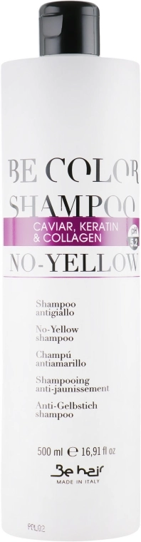 Be Hair Антижёлтый шампунь для волос с коллагеном, икрой и кератином Be Color Shampoo No-Yellow - фото N1