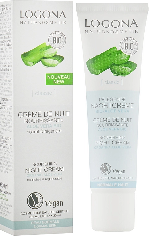 Logona Крем для обличчя нічний для чутливої шкіри Facial Care Night Cream Organic Aloe - фото N2