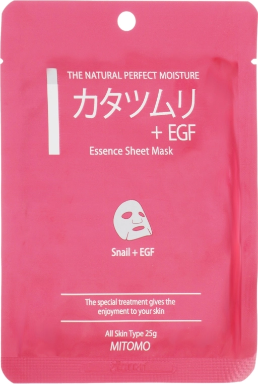 Mitomo Тканевая маска для лица "Экстракт улитки + EGF" Essence Sheet Mask Snail + EGF - фото N1