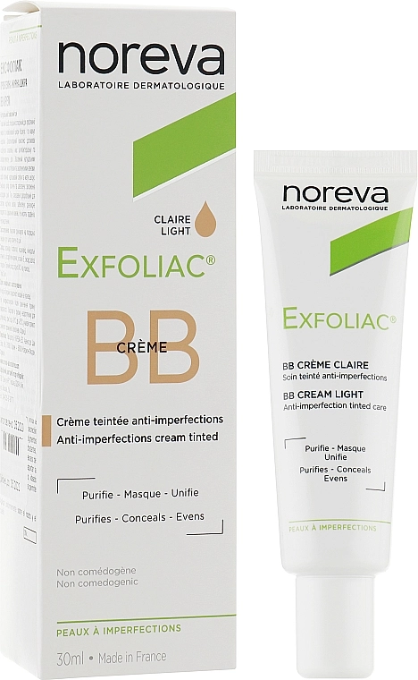 Noreva Laboratoires Корректирующий крем Exfoliac BB Cream Anti-imperfection Tinted Care - фото N1