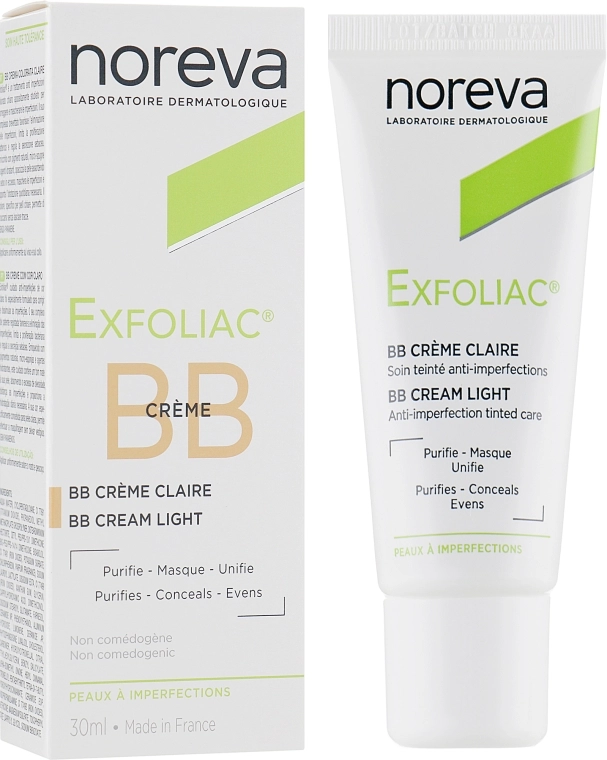 Noreva Laboratoires Корректирующий крем Exfoliac BB Cream Anti-imperfection Tinted Care - фото N4