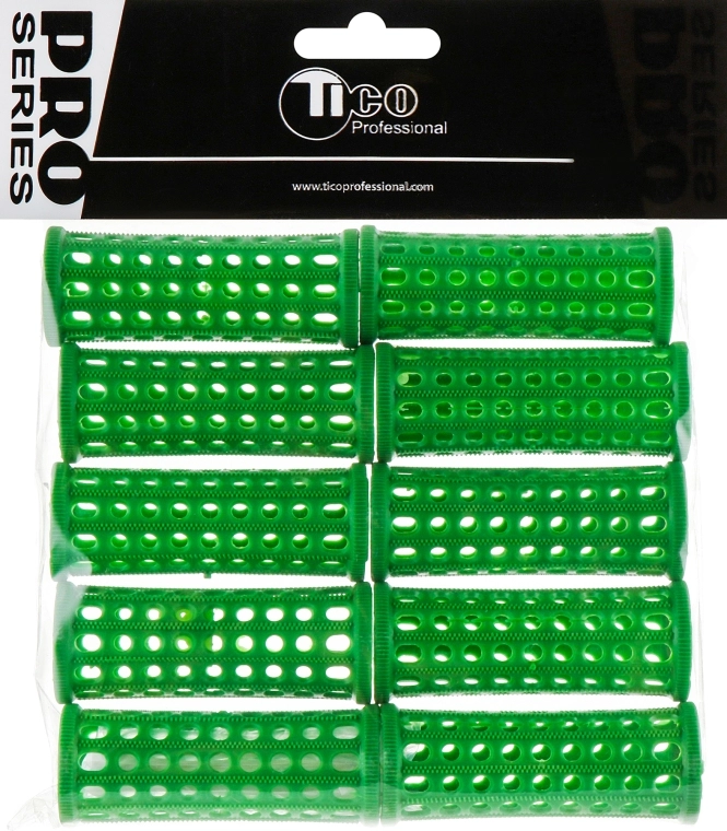 TICO Professional Бигуди пластиковые d25 мм, зеленые - фото N1