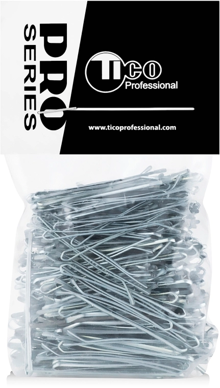 TICO Professional Невидимки для волос ровные, 40 мм, серебристые - фото N2