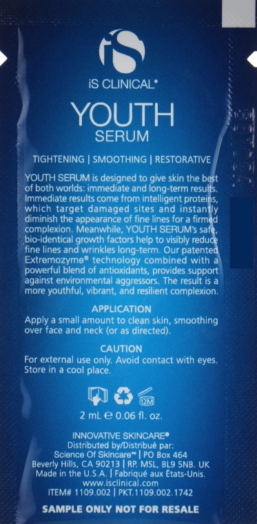 IS CLINICAL Омолоджувальна сироватка для обличчя Youth Serum (пробник) - фото N2