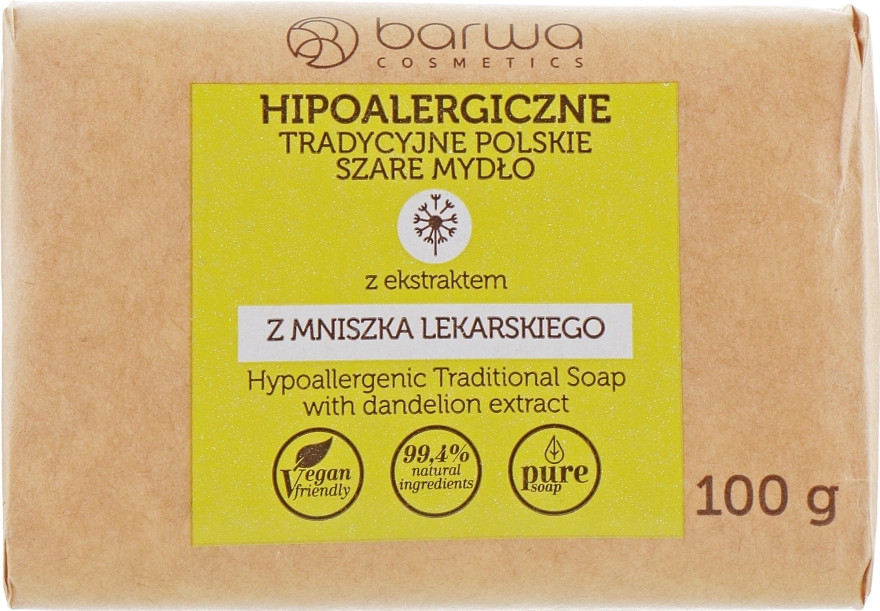 Barwa Гипоаллергенное традиционное мыло с экстрактом одуванчика Hypoallergenic Traditional Polish Soap With Dandelion Extract - фото N1