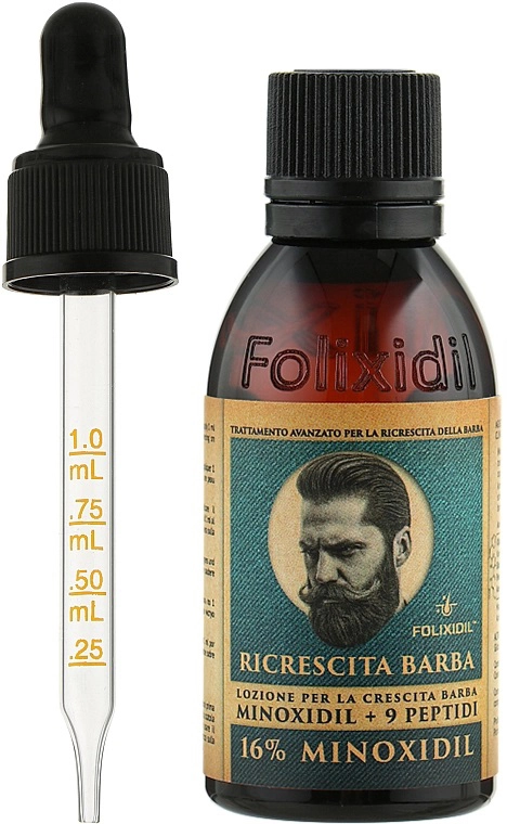 Лосьон для стимуляції росту бороди 16% - FOLIXIDIL Beard Booster 16%, 60 мл - фото N1