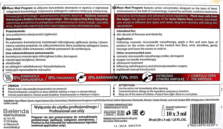 Bielenda Professional Активний концентрат з рослинними стовбуровими клітинами Meso Med Program Active Concentrate with Plant Stem Cells - фото N3