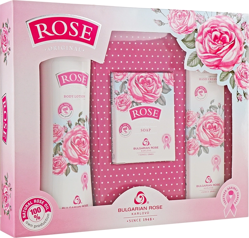 Bulgarian Rose Подарунковий нібір для жінок "Rose" Bulgarska Rosa (b/lot 200ml + soap/100g + h/cr/50ml) - фото N1