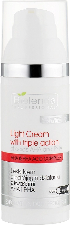 Bielenda Professional Крем потрійної дії з кислотами AHA і PHA Face Program Light Cream With Triple Action - фото N1