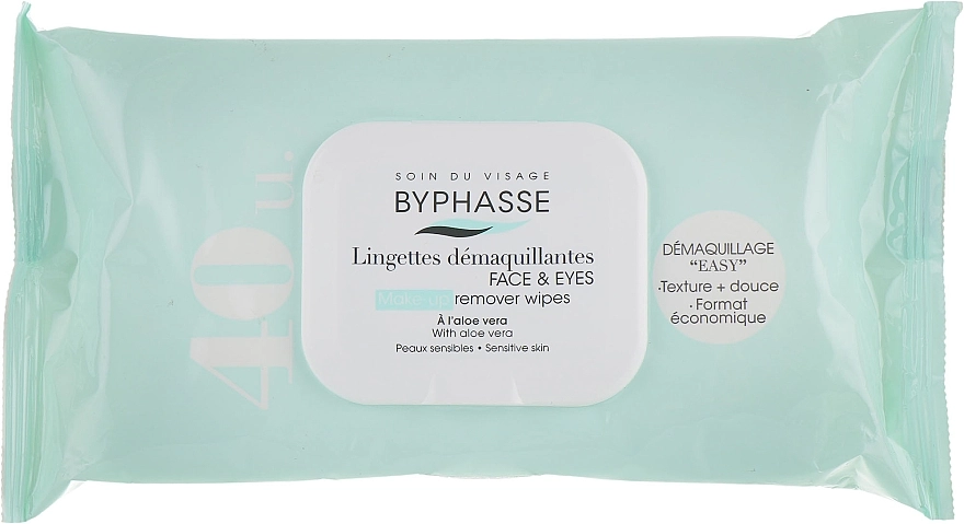 Byphasse Салфетки для снятия макияжа Make-up Remover Aloe Vera Sensitive Skin Wipes - фото N1