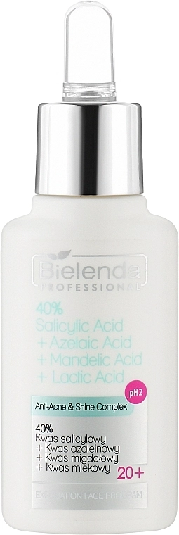 Bielenda Professional 40% саліцилова кислота + азелаїнова кислота + мигальна кислота + молочна кислота Exfoliation Face Program Anti Acne Anti Shine 40% Salicylic Acid + Azelaic Acid + Mandelic Acid + Lactic Acid - фото N1