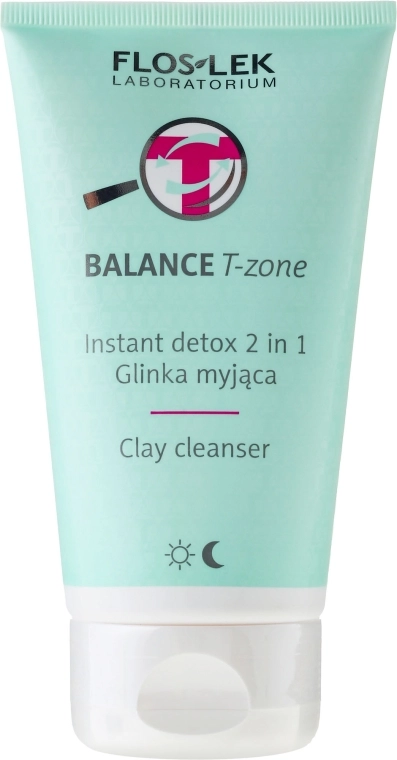 Floslek Детокс-засіб 2 в 1 з глиною для очищення обличчя Balance T-Zone Instant Detox 2in1 Clay Cleanser - фото N1