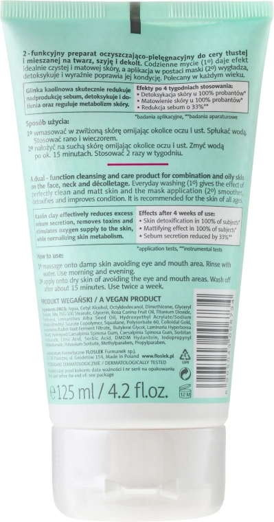 Floslek Детокс-засіб 2 в 1 з глиною для очищення обличчя Balance T-Zone Instant Detox 2in1 Clay Cleanser - фото N2