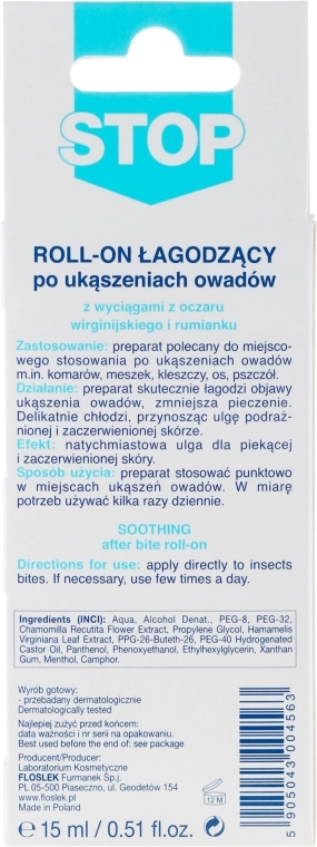 Floslek Средство для успокоения укусов насекомых STOP Roll-on Soothing Bites Insects - фото N2