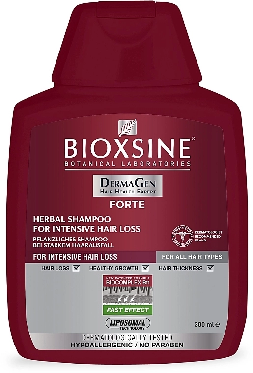 Biota Растительный шампунь против интенсивного выпадения волос Bioxsine DermaGen Forte Herbal Shampoo For Intensive Hair Loss - фото N1