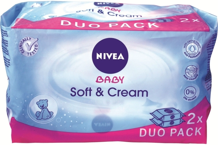 Nivea Влажные салфетки "Детские" 2x63шт Baby Soft & Cream - фото N1