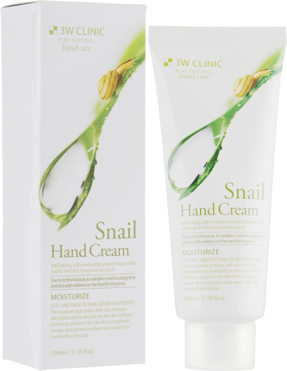 3W Clinic Крем для рук, з равликом "Регенерація і гладкість" Snail Hand Cream - фото N1