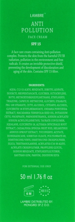 Lambre Захисний крем від негативного впливу навколишнього середовища Anti Pollution SPF15 - фото N3
