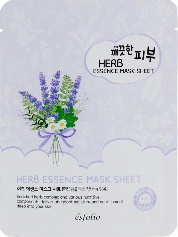 Esfolio Тканинна маска з екстрактами трав Pure Skin Essence Herb Mask Sheet - фото N1