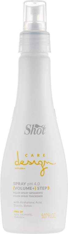 Shot Спрей-філер зволожувальний для волосся Care Design Volume+ Step 3 Filler Spray Thickener - фото N1