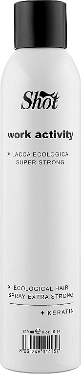 Shot Экологический лак супер-сильной фиксации Work Activity Ecological Hairspray Extra Strong "I" - фото N3