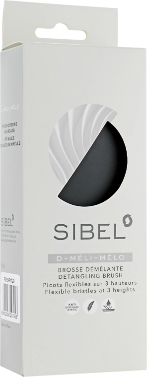 Sibel Расчёска для пушистых и длинных волос, черная D-Meli-Melo Detangling Brush - фото N4