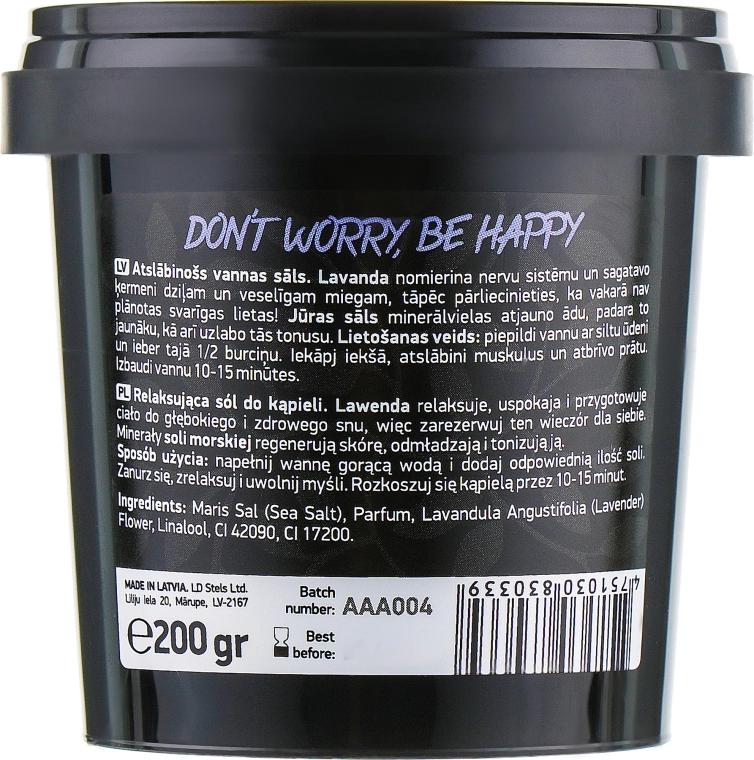 Beauty Jar Сіль для ванн "Don't Worry, Be Happy" Relaxing Bath Salt - фото N3