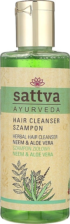 Sattva Шампунь для волосся Ayurveda Neem & Aloe Vera Herbal Hair Cleanser Shampoo - фото N1