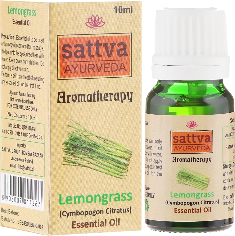 Sattva Ефірна олія "Лемонграсс" Ayurveda Lemongrass Essential Oil - фото N1