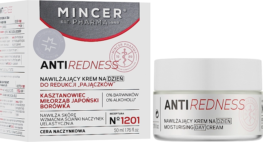 Mincer Pharma Зволожувальний денний крем для зменшення павутинних вен Anti Redness 1201 - фото N2