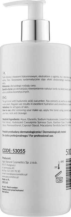 APIS Professional Гідрогелевий тонік з гіалуроновою кислотою Smoothing Hydro Gel Toner With Hyaluronic Acid - фото N2