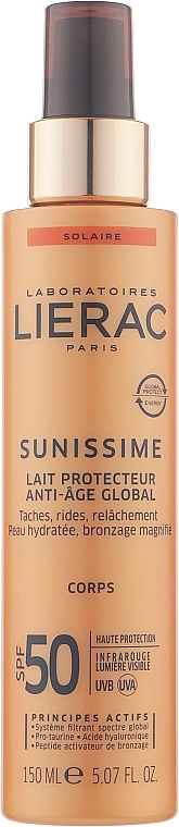 Lierac Солнцезащитное молочко для тела SPF50 Sunissime - фото N1